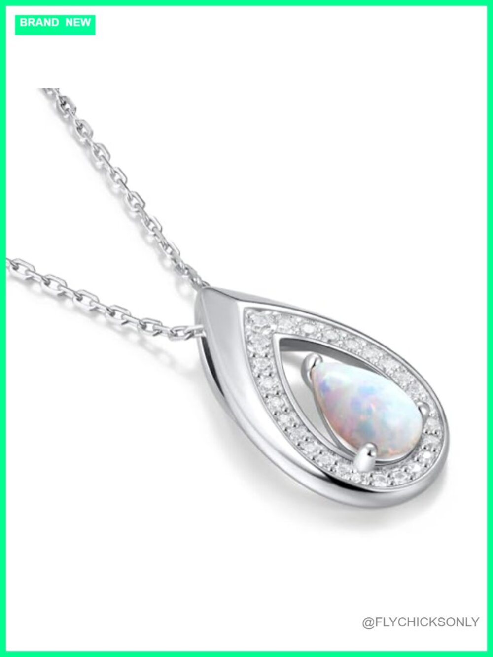 Teardrop Opal Birthstone Necklace 14K Gold Plated 925 Sterling Silver